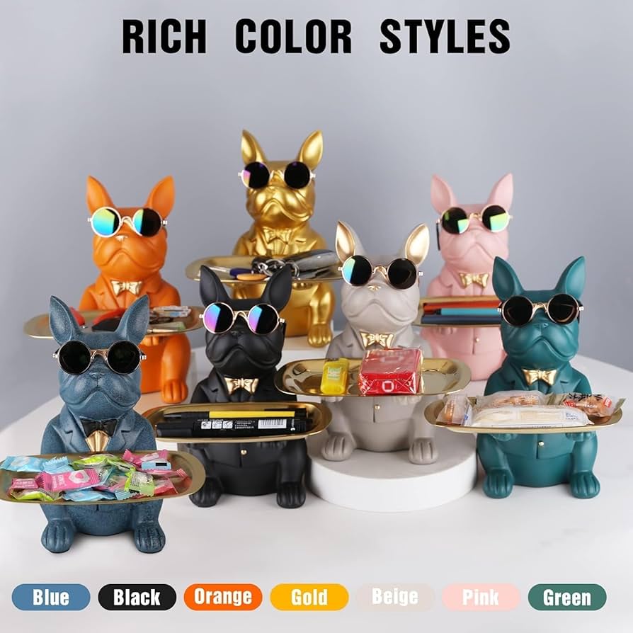 Amazon.co.jp: 樹脂ブルドッグデスク収納トレイスタチューコイン